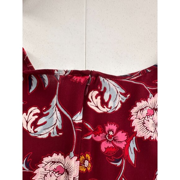 Old Navy Burgundy Floral Short-Sleeve Mini Dress XL Rayon Smocked Boho Cottage - Picture 11 of 11